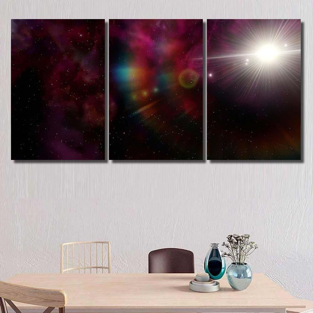 Light Purple Fantastic Nebula Galaxy 3D Galaxy Sky and Space Multi Piece Panel Canvas Home Decor Housewarming Gift Ideas Poster Canvas Gallery Prints
