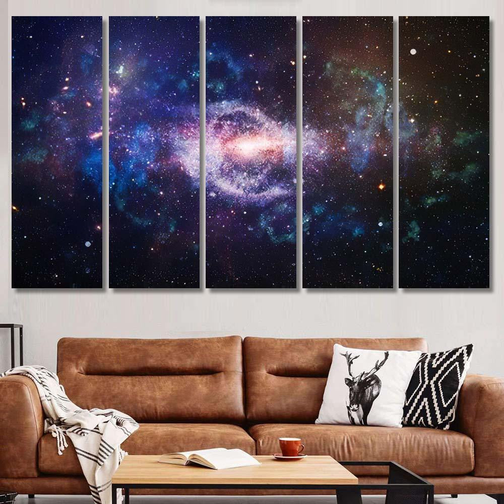 Planets Stars Galaxies Outer Space Showing 7 Galaxy Sky and Space Multi Piece Panel Canvas Home Decor Housewarming Gift Ideas Poster Canvas Gallery Prints