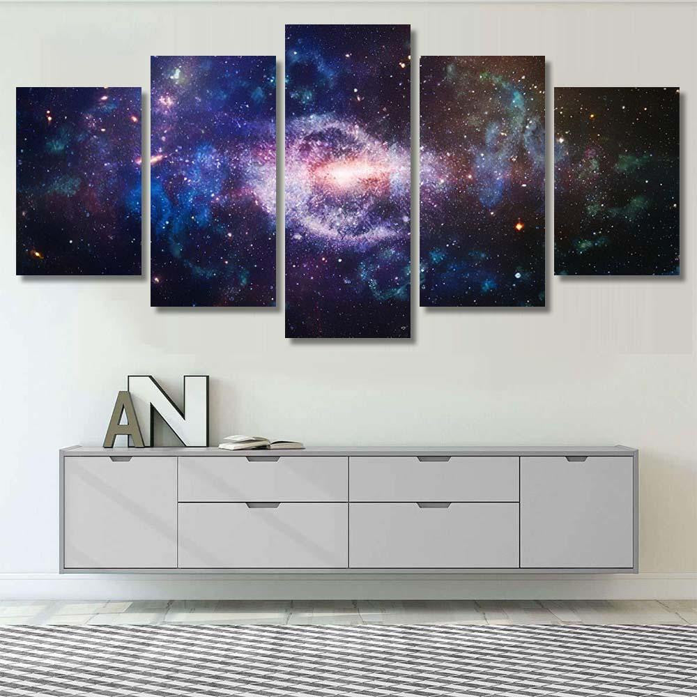 Planets Stars Galaxies Outer Space Showing 7 Galaxy Sky and Space Multi Piece Panel Canvas Home Decor Housewarming Gift Ideas Poster Canvas Gallery Prints