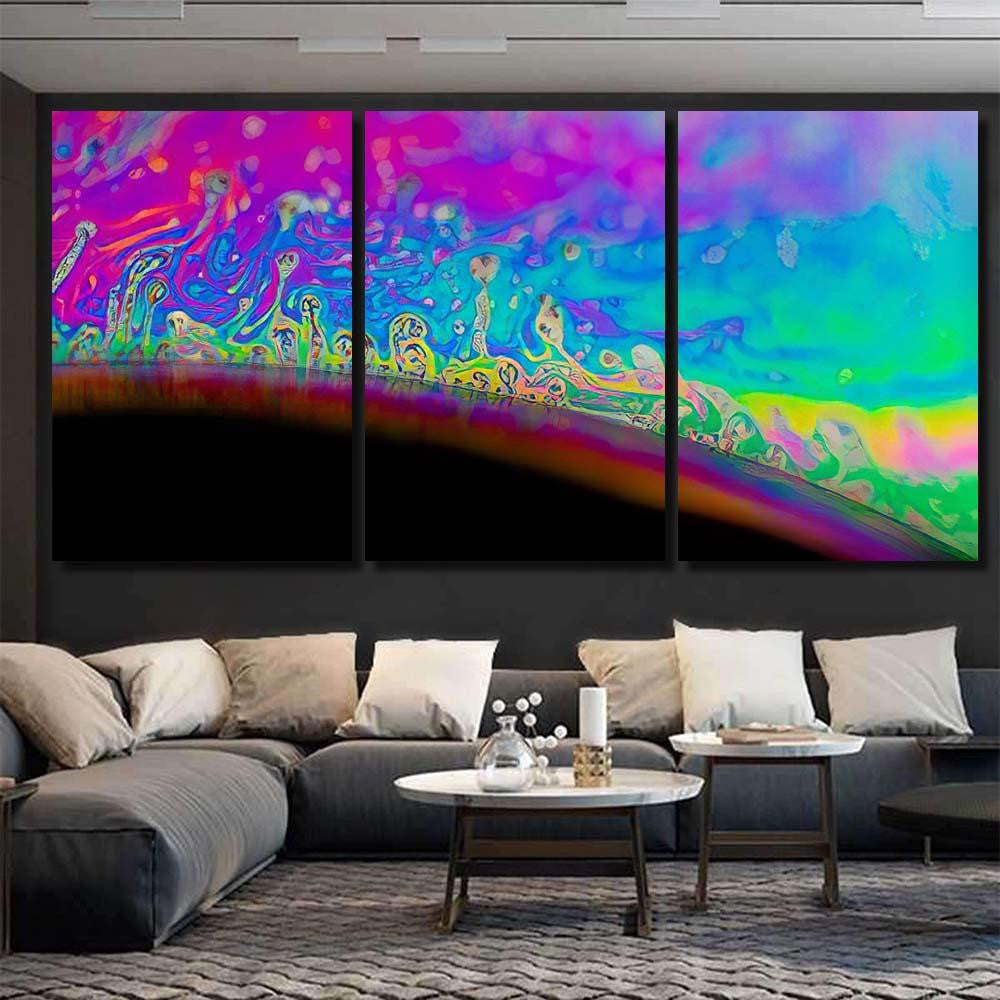Psychedelic Abstract Planetlike Soap Bubble Light 2 Galaxy Sky and Space Multi Piece Panel Canvas Home Decor Housewarming Gift Ideas Poster Canvas Gallery Prints