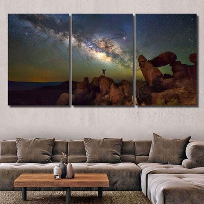 Milky Way Balanced Rock Big Bend Galaxy Sky and Space Multi Piece Panel Canvas Home Decor Housewarming Gift Ideas Poster Canvas Gallery Prints