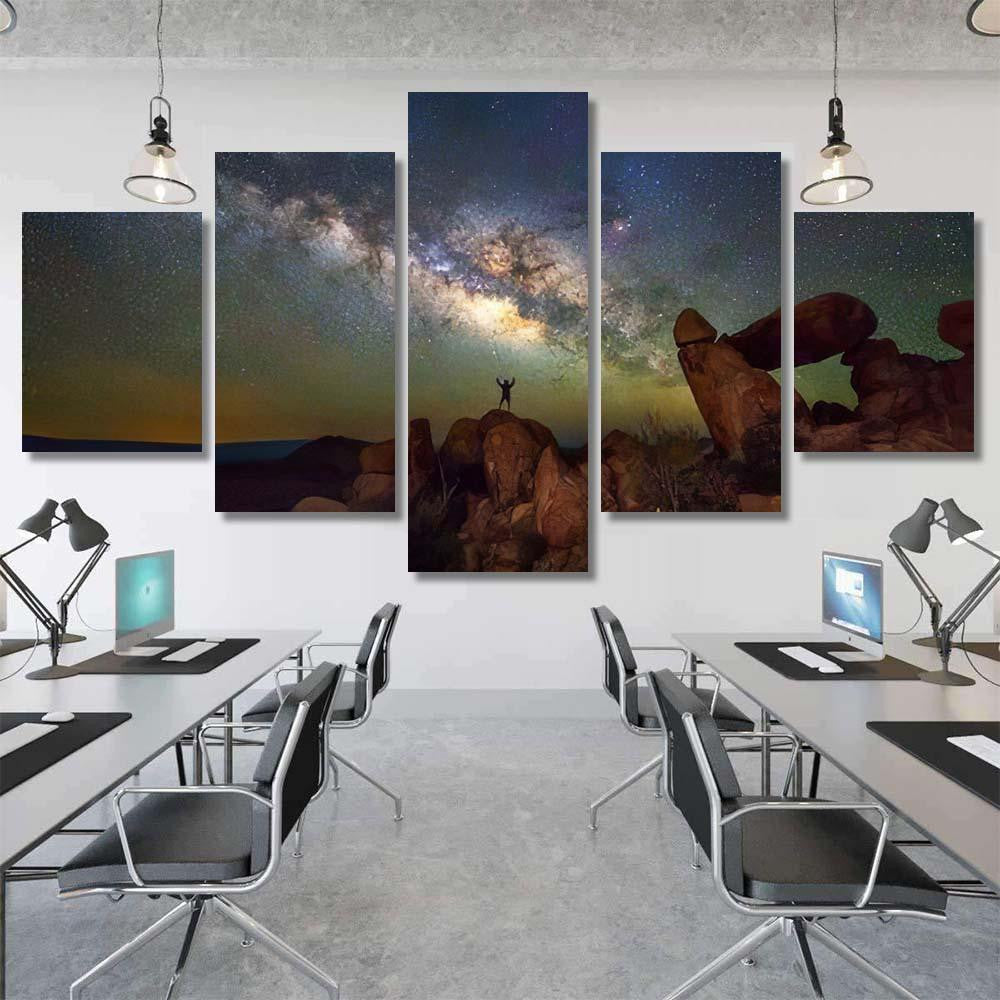 Milky Way Balanced Rock Big Bend Galaxy Sky and Space Multi Piece Panel Canvas Home Decor Housewarming Gift Ideas Poster Canvas Gallery Prints