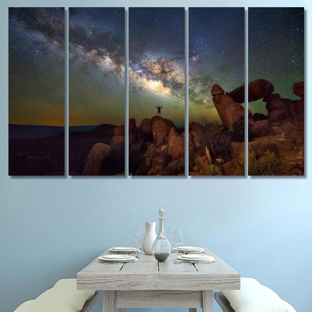 Milky Way Balanced Rock Big Bend Galaxy Sky and Space Multi Piece Panel Canvas Home Decor Housewarming Gift Ideas Poster Canvas Gallery Prints