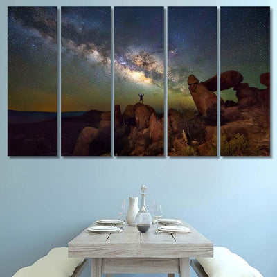 Milky Way Balanced Rock Big Bend Galaxy Sky and Space Multi Piece Panel Canvas Home Decor Housewarming Gift Ideas Poster Canvas Gallery Prints