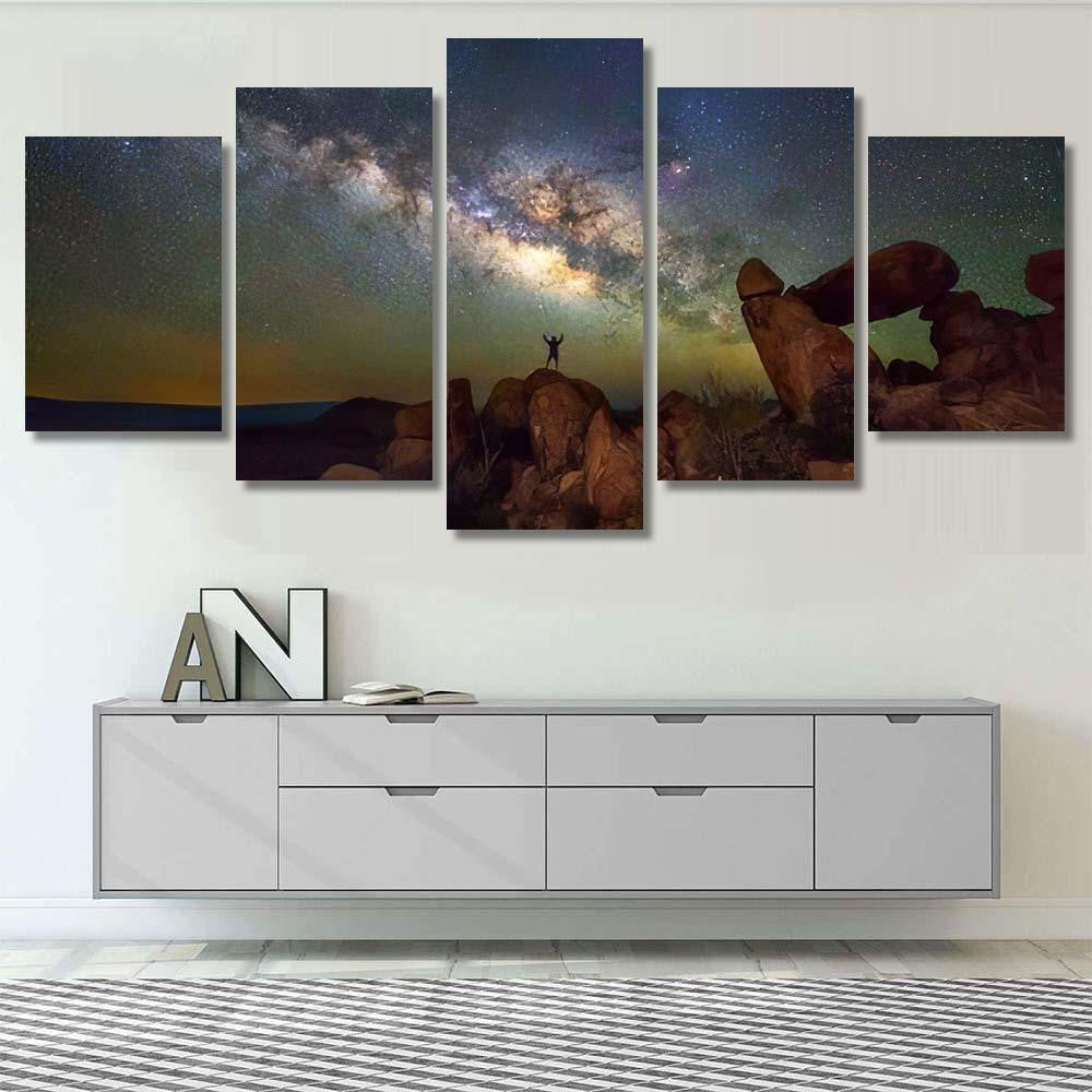 Milky Way Balanced Rock Big Bend Galaxy Sky and Space Multi Piece Panel Canvas Home Decor Housewarming Gift Ideas Poster Canvas Gallery Prints