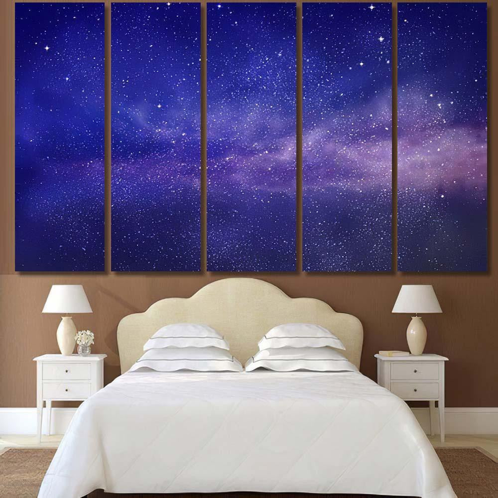 Magic Color Sky Background 1 Galaxy Sky and Space Multi Piece Panel Canvas Home Decor Housewarming Gift Ideas Poster Canvas Gallery Prints