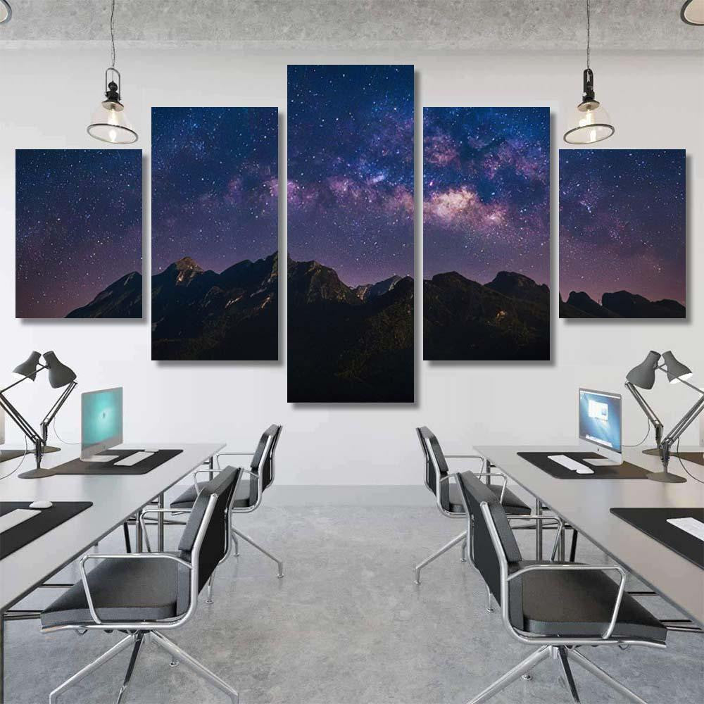 Nature Landscape View Mountain Range Universe 1 Galaxy Sky and Space Multi Piece Panel Canvas Home Decor Housewarming Gift Ideas Poster Canvas Gallery Prints