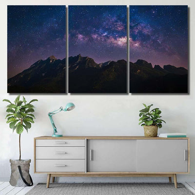 Nature Landscape View Mountain Range Universe 1 Galaxy Sky and Space Multi Piece Panel Canvas Home Decor Housewarming Gift Ideas Poster Canvas Gallery Prints
