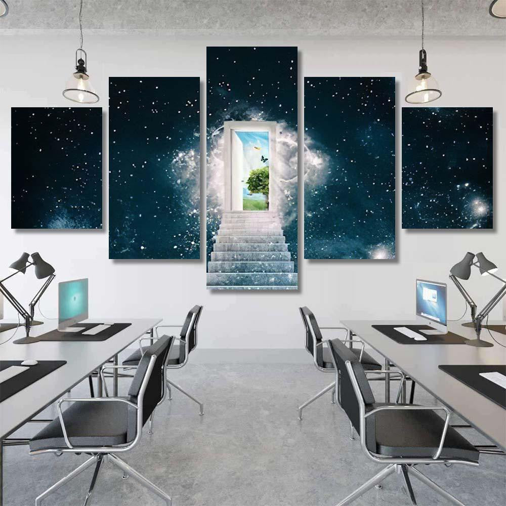 New Green Worlds Behind Door Galaxy Sky and Space Multi Piece Panel Canvas Home Decor Housewarming Gift Ideas Poster Canvas Gallery Prints