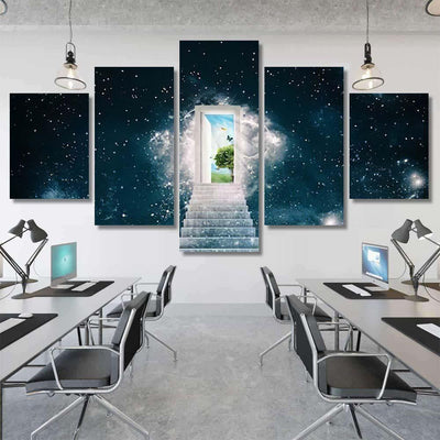 New Green Worlds Behind Door Galaxy Sky and Space Multi Piece Panel Canvas Home Decor Housewarming Gift Ideas Poster Canvas Gallery Prints