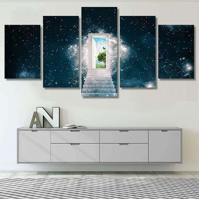 New Green Worlds Behind Door Galaxy Sky and Space Multi Piece Panel Canvas Home Decor Housewarming Gift Ideas Poster Canvas Gallery Prints