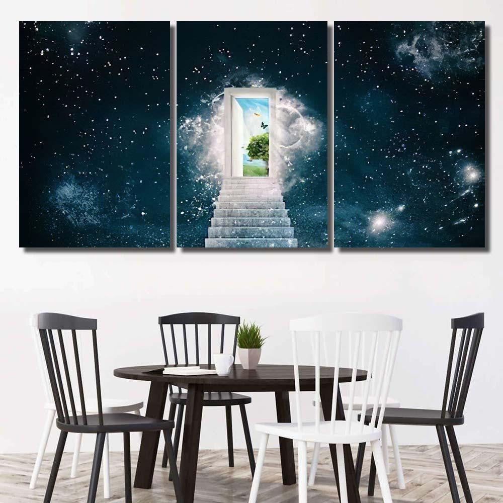 New Green Worlds Behind Door Galaxy Sky and Space Multi Piece Panel Canvas Home Decor Housewarming Gift Ideas Poster Canvas Gallery Prints