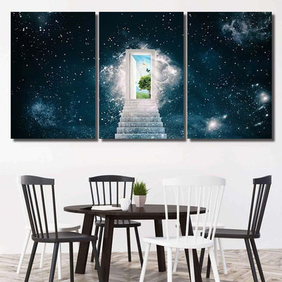 New Green Worlds Behind Door Galaxy Sky and Space Multi Piece Panel Canvas Home Decor Housewarming Gift Ideas Poster Canvas Gallery Prints