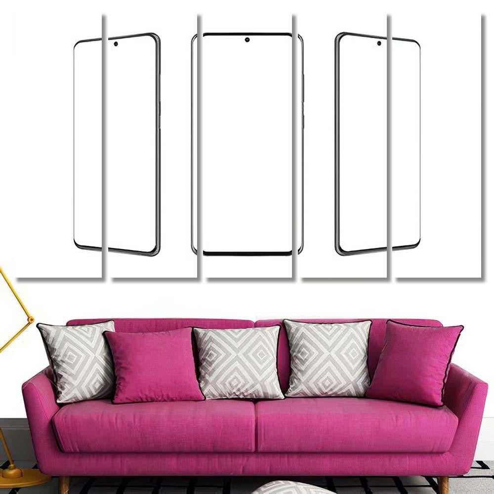 Modern Frameless Smartphones Mockups Blank Screens Galaxy Sky and Space Multi Piece Panel Canvas Home Decor Housewarming Gift Ideas Poster Canvas Gallery Prints