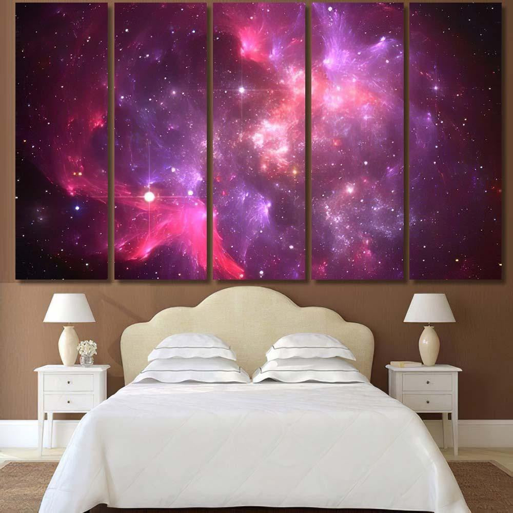 Space Background Purple Ring Nebula Stars Galaxy Sky and Space Multi Piece Panel Canvas Home Decor Housewarming Gift Ideas Poster Canvas Gallery Prints