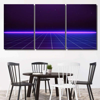 Retro Scifi Background Futuristic Landscape 80S 6 Galaxy Sky and Space Multi Piece Panel Canvas Home Decor Housewarming Gift Ideas Poster Canvas Gallery Prints