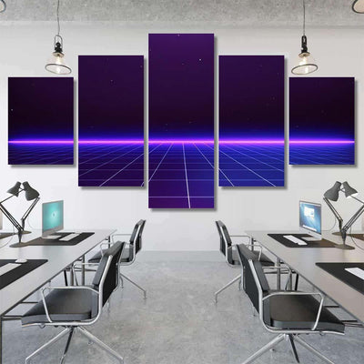 Retro Scifi Background Futuristic Landscape 80S 6 Galaxy Sky and Space Multi Piece Panel Canvas Home Decor Housewarming Gift Ideas Poster Canvas Gallery Prints