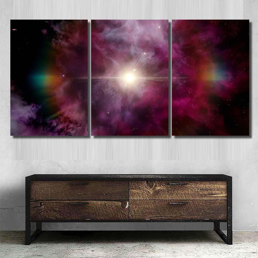 Light Purple Fantastic Nebula Galaxy 3D 5 Galaxy Sky and Space Multi Piece Panel Canvas Home Decor Housewarming Gift Ideas Poster Canvas Gallery Prints