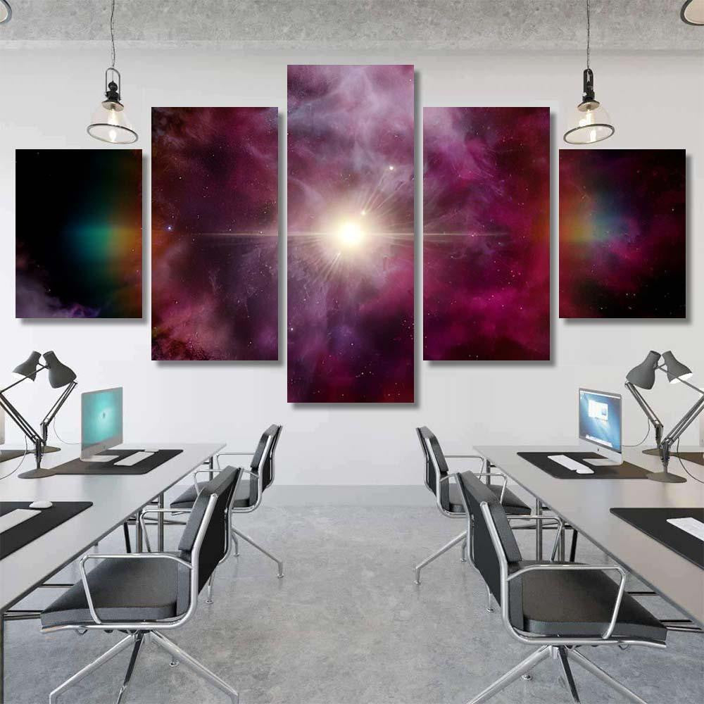 Light Purple Fantastic Nebula Galaxy 3D 5 Galaxy Sky and Space Multi Piece Panel Canvas Home Decor Housewarming Gift Ideas Poster Canvas Gallery Prints