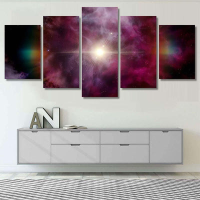 Light Purple Fantastic Nebula Galaxy 3D 5 Galaxy Sky and Space Multi Piece Panel Canvas Home Decor Housewarming Gift Ideas Poster Canvas Gallery Prints