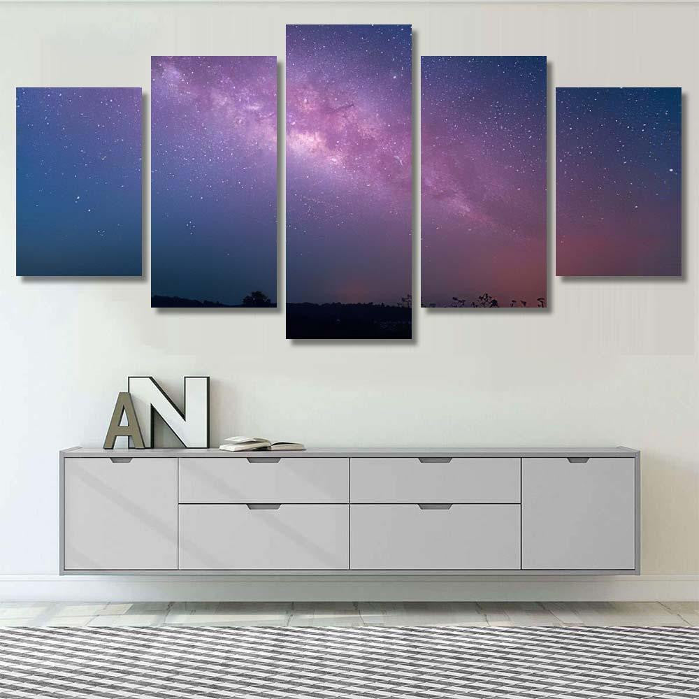 Star Astronomy Milky Way Galaxy Long Galaxy Sky and Space Multi Piece Panel Canvas Home Decor Housewarming Gift Ideas Poster Canvas Gallery Prints