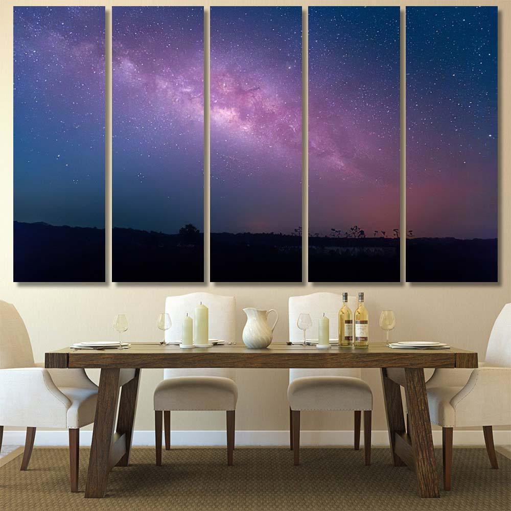 Star Astronomy Milky Way Galaxy Long Galaxy Sky and Space Multi Piece Panel Canvas Home Decor Housewarming Gift Ideas Poster Canvas Gallery Prints