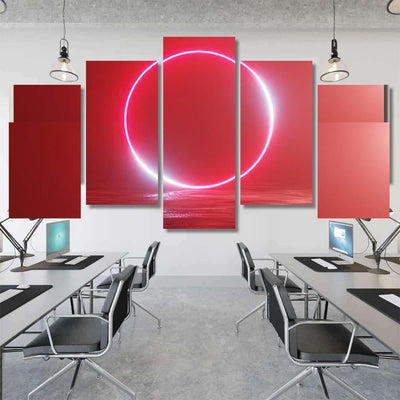 Glowing Neon Red Circle Portal Gate Galaxy Sky and Space Multi Piece Panel Canvas Home Decor Housewarming Gift Ideas Poster Canvas Gallery Prints