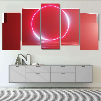 Glowing Neon Red Circle Portal Gate Galaxy Sky and Space Multi Piece Panel Canvas Home Decor Housewarming Gift Ideas Poster Canvas Gallery Prints