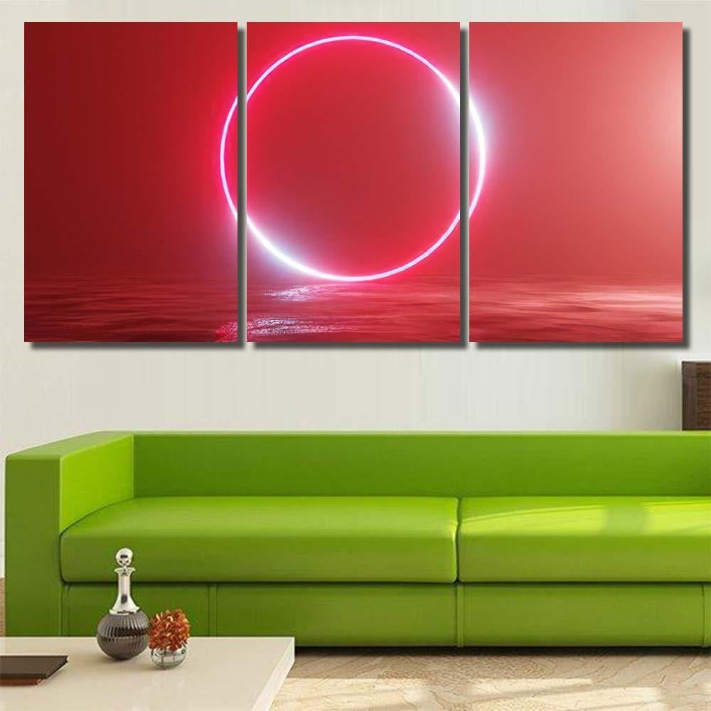 Glowing Neon Red Circle Portal Gate Galaxy Sky and Space Multi Piece Panel Canvas Home Decor Housewarming Gift Ideas Poster Canvas Gallery Prints