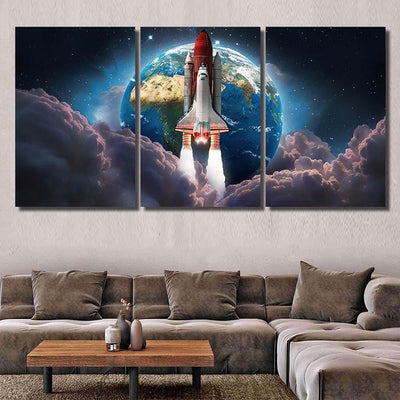 Space Shuttle Launch Earth Pink Clouds 1 Galaxy Sky and Space Multi Piece Panel Canvas Home Decor Housewarming Gift Ideas Poster Canvas Gallery Prints