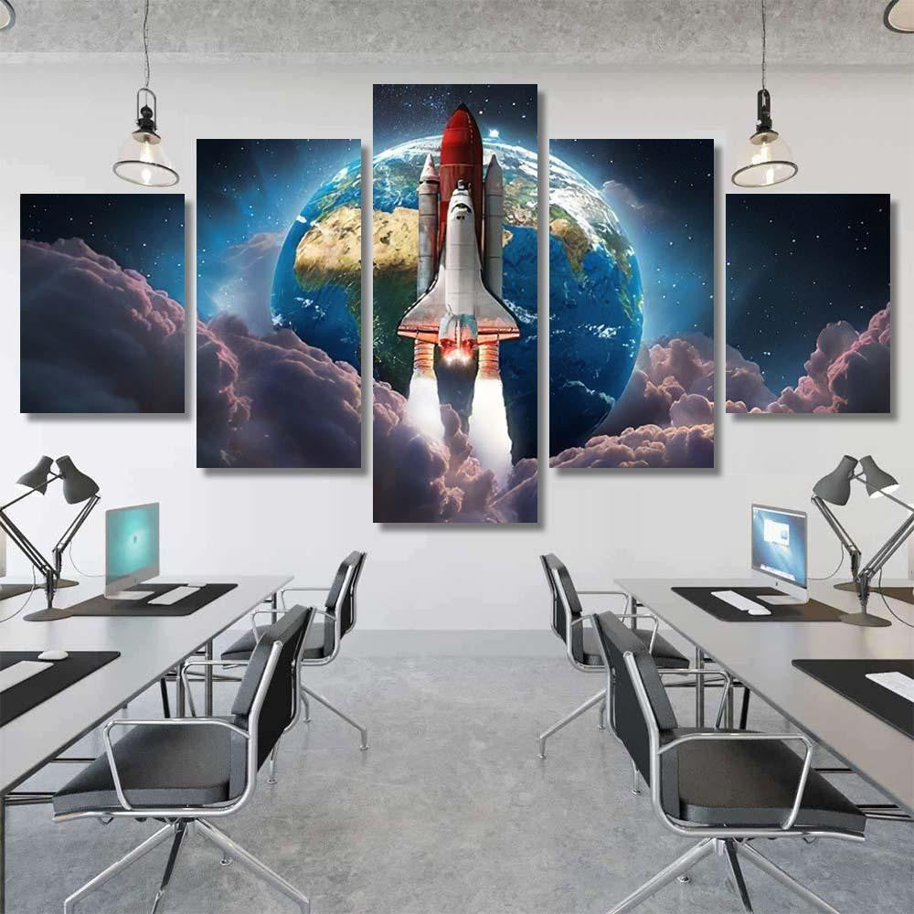 Space Shuttle Launch Earth Pink Clouds 1 Galaxy Sky and Space Multi Piece Panel Canvas Home Decor Housewarming Gift Ideas Poster Canvas Gallery Prints