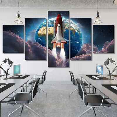 Space Shuttle Launch Earth Pink Clouds 1 Galaxy Sky and Space Multi Piece Panel Canvas Home Decor Housewarming Gift Ideas Poster Canvas Gallery Prints