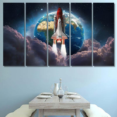 Space Shuttle Launch Earth Pink Clouds 1 Galaxy Sky and Space Multi Piece Panel Canvas Home Decor Housewarming Gift Ideas Poster Canvas Gallery Prints