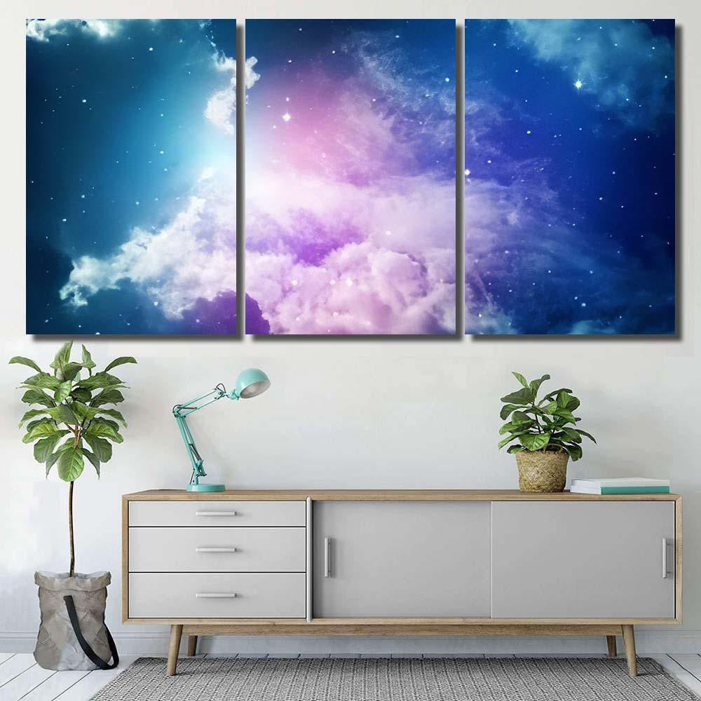 Space Night Sky Cloud Stars 3 Galaxy Sky and Space Multi Piece Panel Canvas Home Decor Housewarming Gift Ideas Poster Canvas Gallery Prints