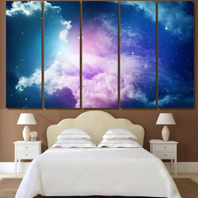Space Night Sky Cloud Stars 3 Galaxy Sky and Space Multi Piece Panel Canvas Home Decor Housewarming Gift Ideas Poster Canvas Gallery Prints