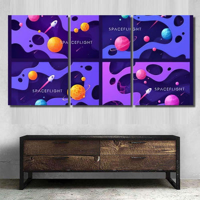 Set Colorful Cartoon Outer Space Backgrounds 1 Galaxy Sky and Space Multi Piece Panel Canvas Home Decor Housewarming Gift Ideas Poster Canvas Gallery Prints