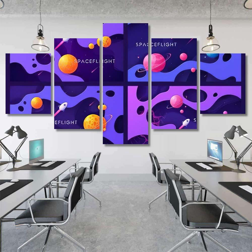 Set Colorful Cartoon Outer Space Backgrounds 1 Galaxy Sky and Space Multi Piece Panel Canvas Home Decor Housewarming Gift Ideas Poster Canvas Gallery Prints