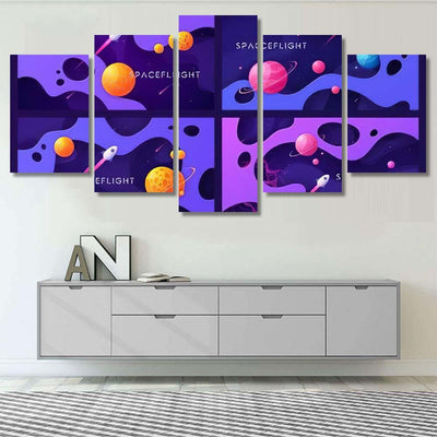 Set Colorful Cartoon Outer Space Backgrounds 1 Galaxy Sky and Space Multi Piece Panel Canvas Home Decor Housewarming Gift Ideas Poster Canvas Gallery Prints