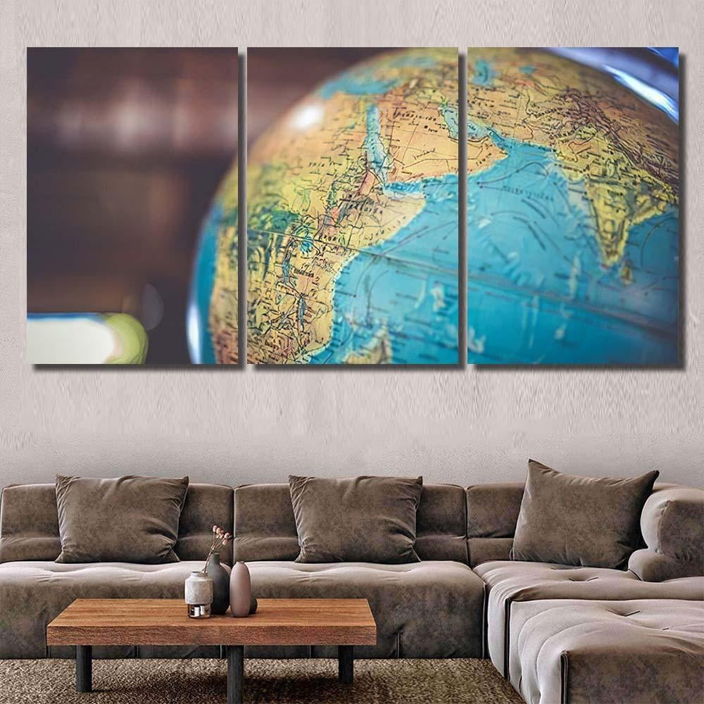 Globe Sphere Orb Model Effigy Vintage 2 Galaxy Sky and Space Multi Piece Panel Canvas Home Decor Housewarming Gift Ideas Poster Canvas Gallery Prints