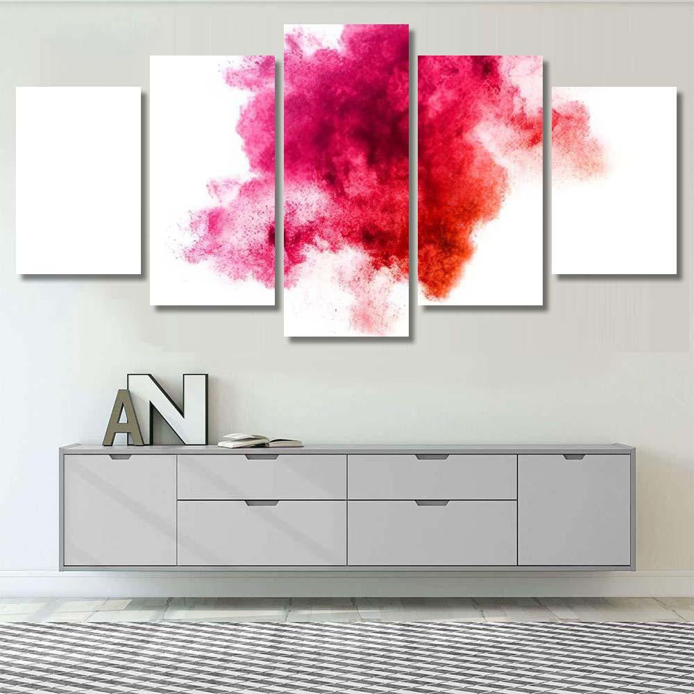 Red Color Powder Explosion On White Galaxy Sky and Space Multi Piece Panel Canvas Home Decor Housewarming Gift Ideas Poster Canvas Gallery Prints