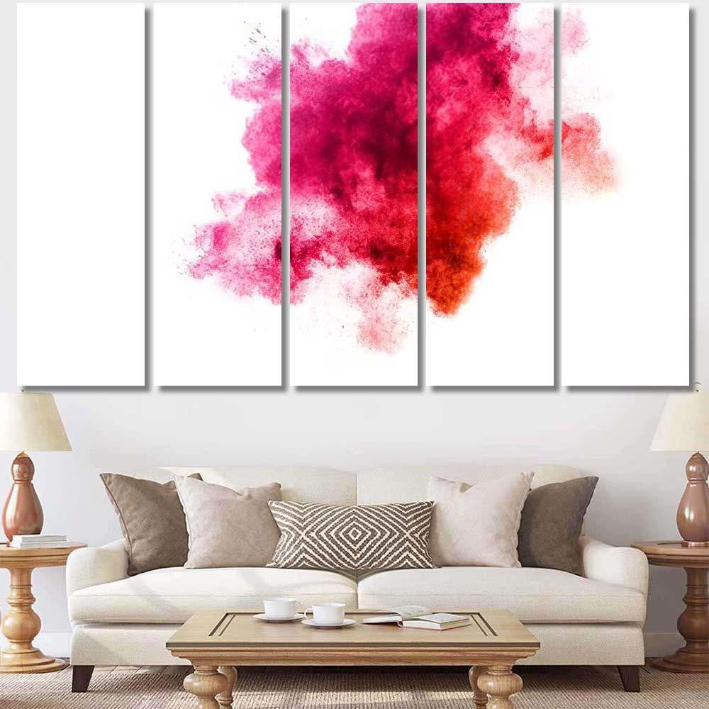Red Color Powder Explosion On White Galaxy Sky and Space Multi Piece Panel Canvas Home Decor Housewarming Gift Ideas Poster Canvas Gallery Prints