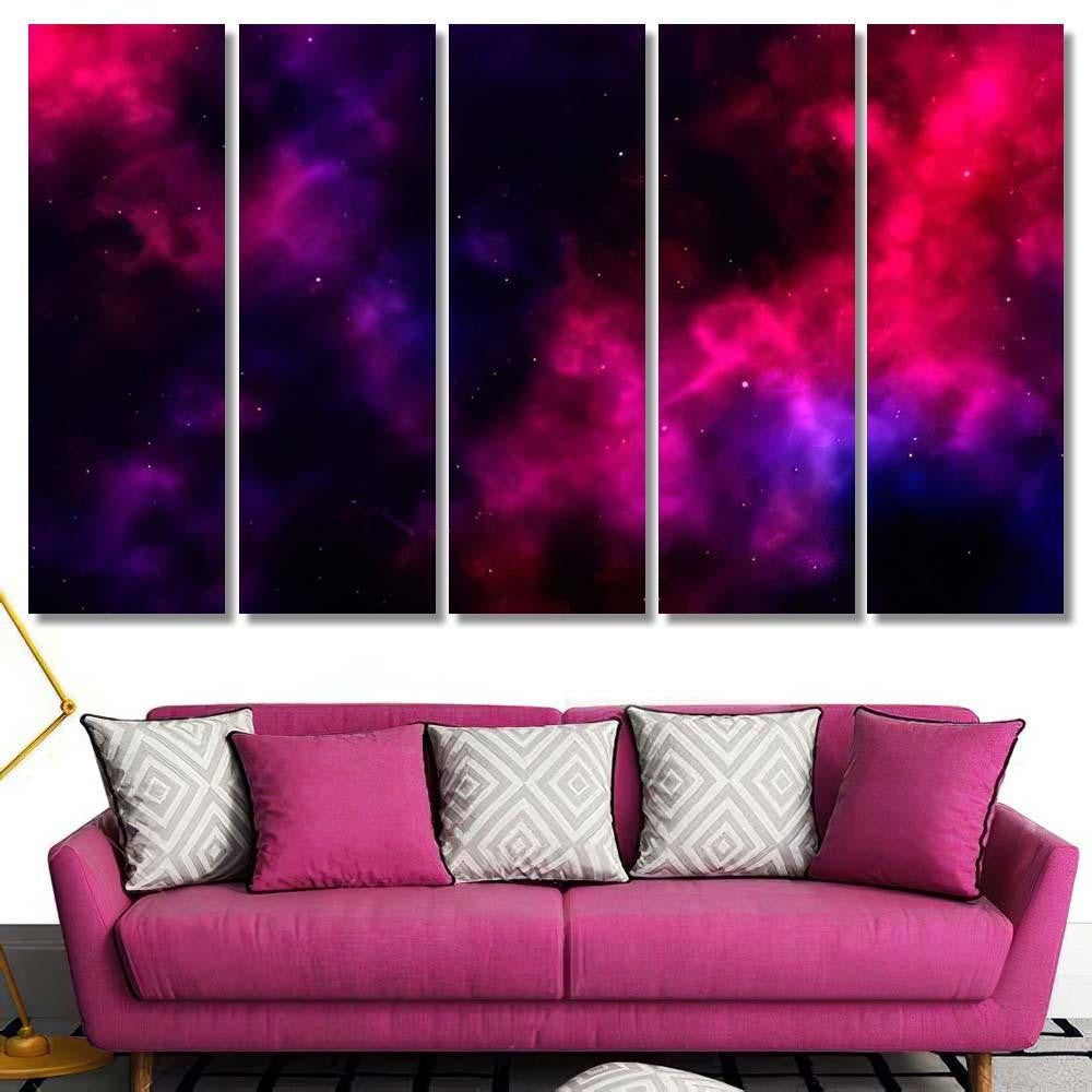 Space Background Vector Illustration Fantastic Outer Galaxy Sky and Space Multi Piece Panel Canvas Home Decor Housewarming Gift Ideas Poster Canvas Gallery Prints