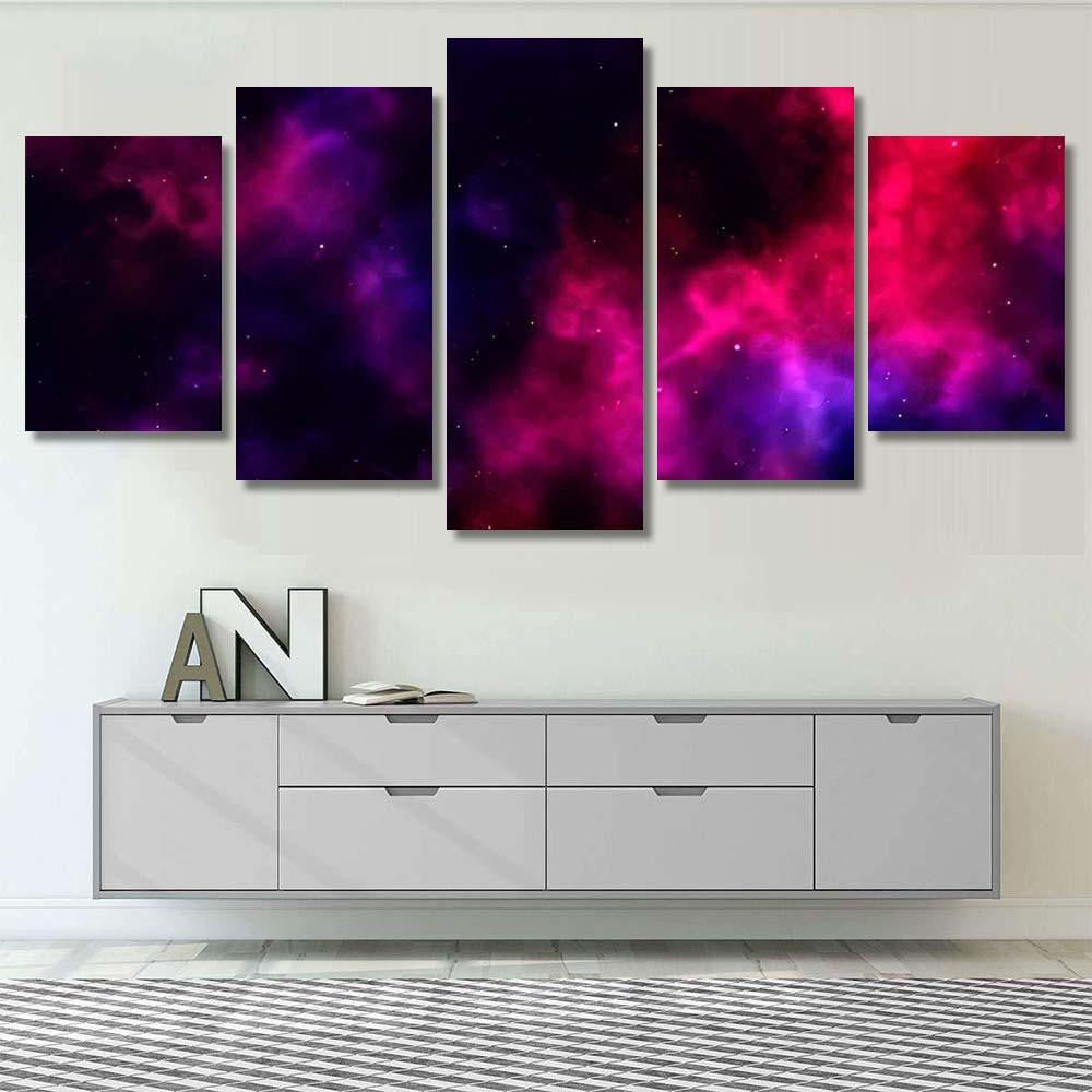 Space Background Vector Illustration Fantastic Outer Galaxy Sky and Space Multi Piece Panel Canvas Home Decor Housewarming Gift Ideas Poster Canvas Gallery Prints