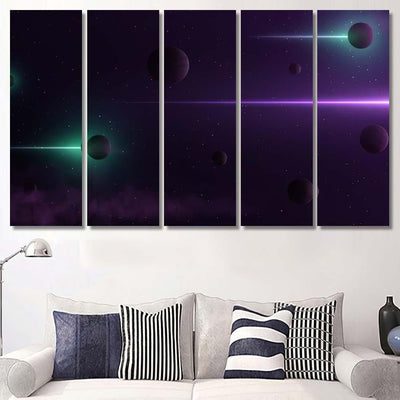 Planets 3D On Background Stars Galaxy 2 Galaxy Sky and Space Multi Piece Panel Canvas Home Decor Housewarming Gift Ideas Poster Canvas Gallery Prints