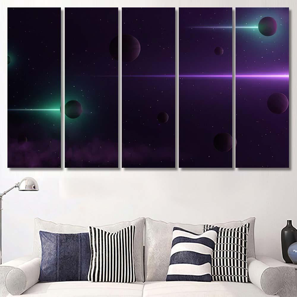Planets 3D On Background Stars Galaxy 2 Galaxy Sky and Space Multi Piece Panel Canvas Home Decor Housewarming Gift Ideas Poster Canvas Gallery Prints