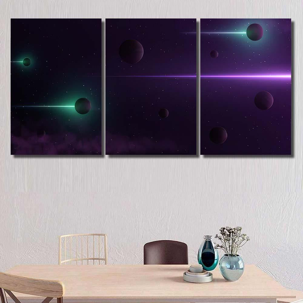 Planets 3D On Background Stars Galaxy 2 Galaxy Sky and Space Multi Piece Panel Canvas Home Decor Housewarming Gift Ideas Poster Canvas Gallery Prints