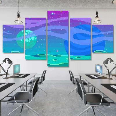 Pixel Art Game Location Cosmic Areasomeone 1 Galaxy Sky and Space Multi Piece Panel Canvas Home Decor Housewarming Gift Ideas Poster Canvas Gallery Prints