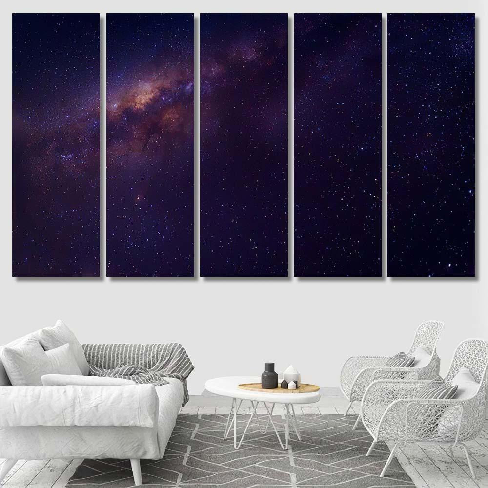 Milky Way Galaxy Star Space Dust 7 Galaxy Sky and Space Multi Piece Panel Canvas Home Decor Housewarming Gift Ideas Poster Canvas Gallery Prints