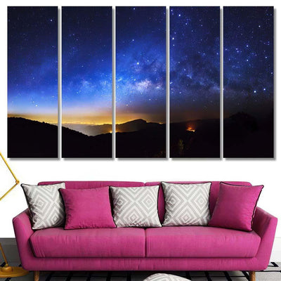 Panorama Milky Way Galaxy Doi Inthanon Galaxy Sky and Space Multi Piece Panel Canvas Home Decor Housewarming Gift Ideas Poster Canvas Gallery Prints