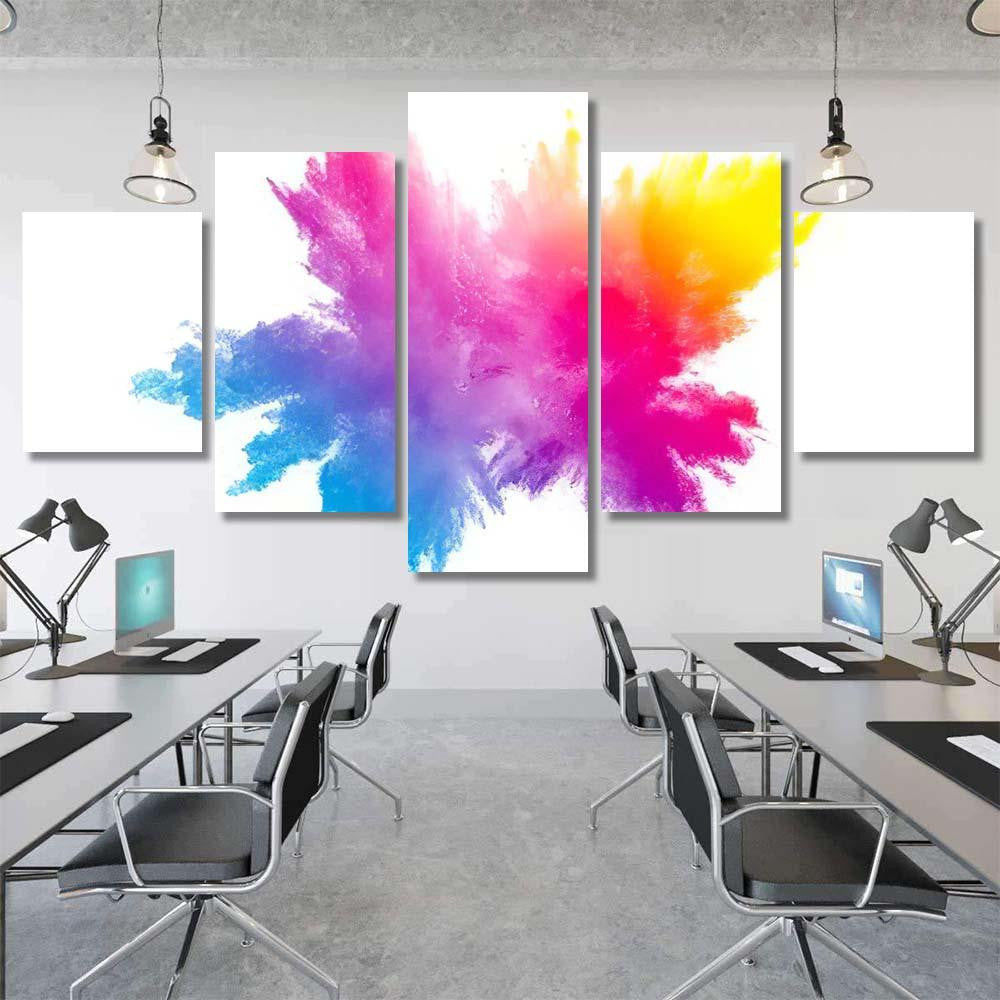 Multi Color Powder Explosion On White Galaxy Sky and Space Multi Piece Panel Canvas Home Decor Housewarming Gift Ideas Poster Canvas Gallery Prints